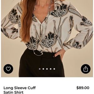 White House Black Market Long Sleeve Cuff Satin Shirt